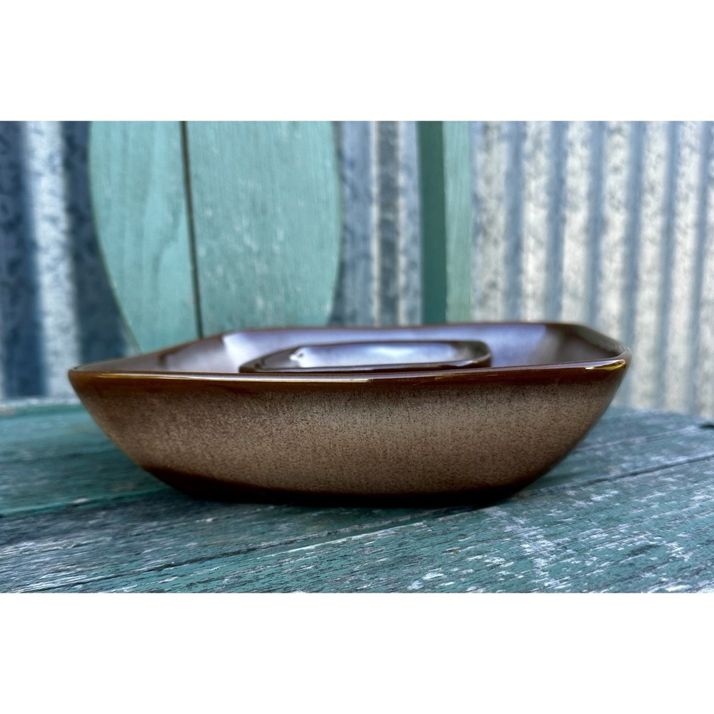 Vintage Frankoma Plainsman Brown 5NS Chip and Dip Tray 8.25" x 8.25" - Picture 4 of 5